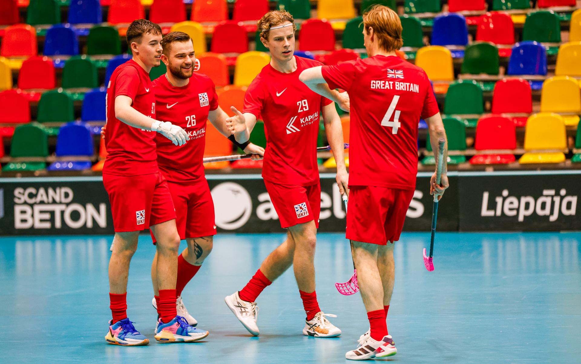 Bilder fra Liepājas Olimpiskais Centrs og VM-kvalifiseringen i 2026 mellom Storbritannia og Nederland 6. februar 2026.